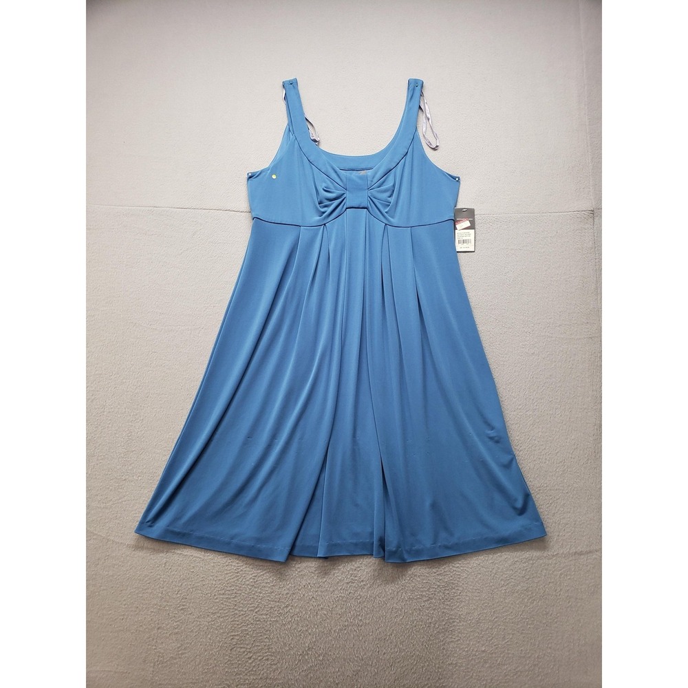 Donna Ricco Dress Womens 14 Fit Flare Sleeveless Neptune Blue Jersey Sundress